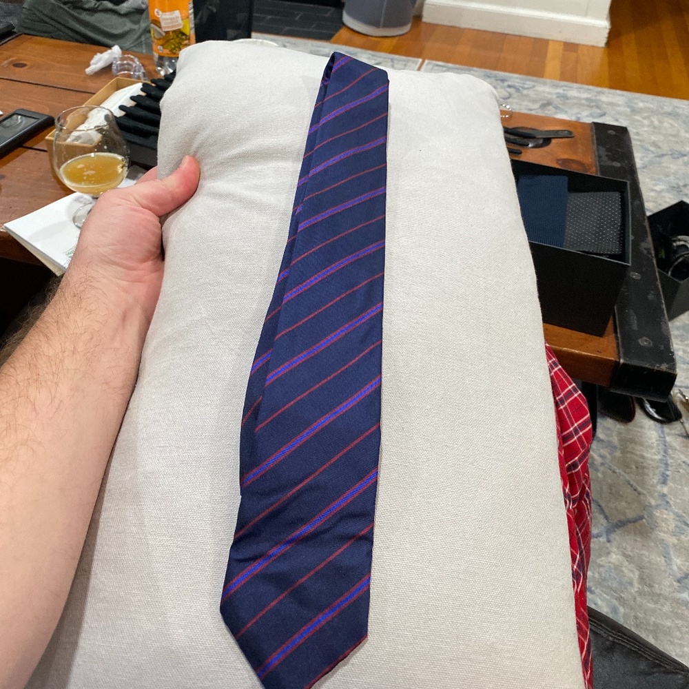Blue and red tie